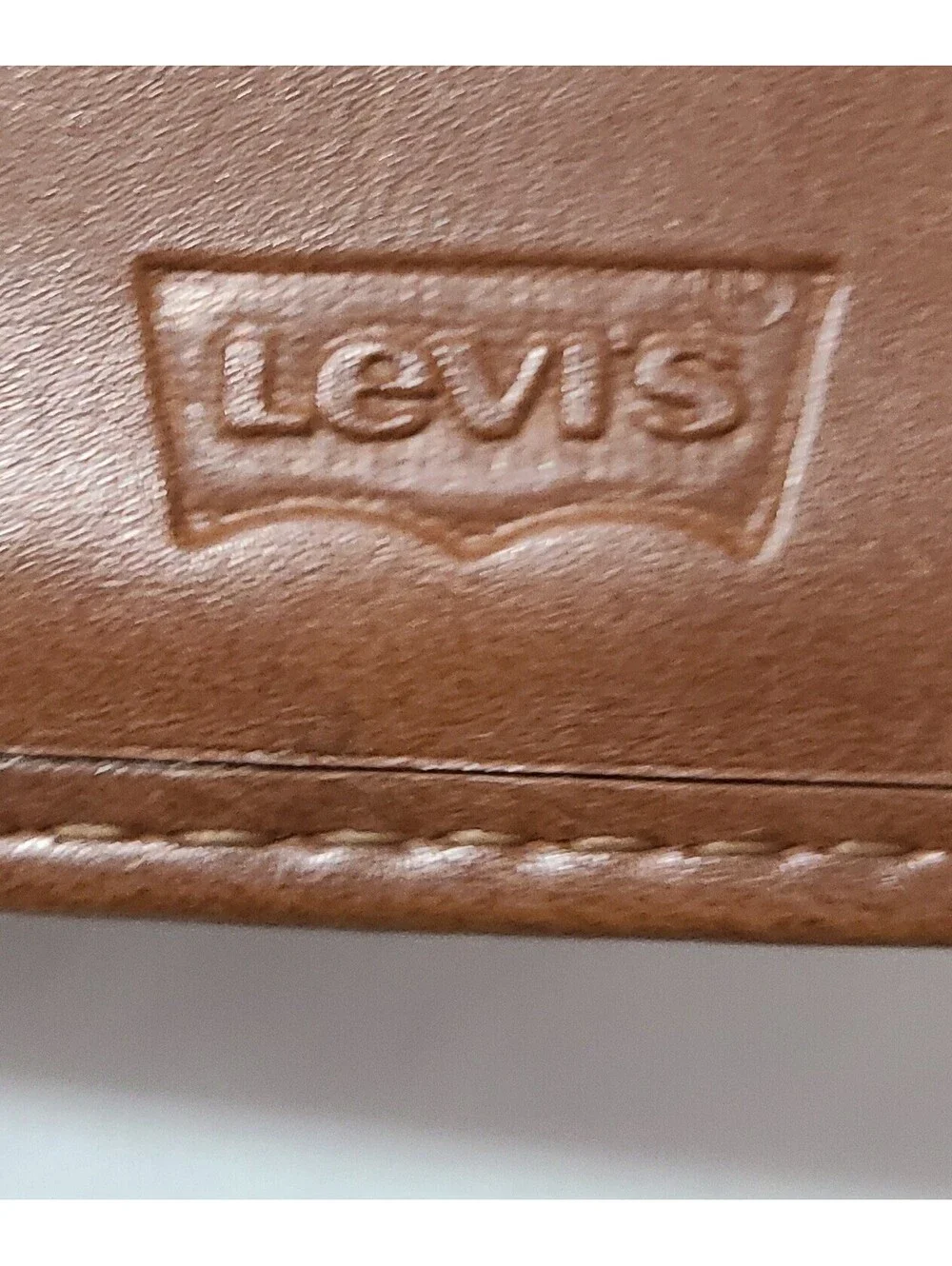 Levi Strauss Cognac Brown Bifold Wallet Mens Faux Leather ID Window 6 Card Slots